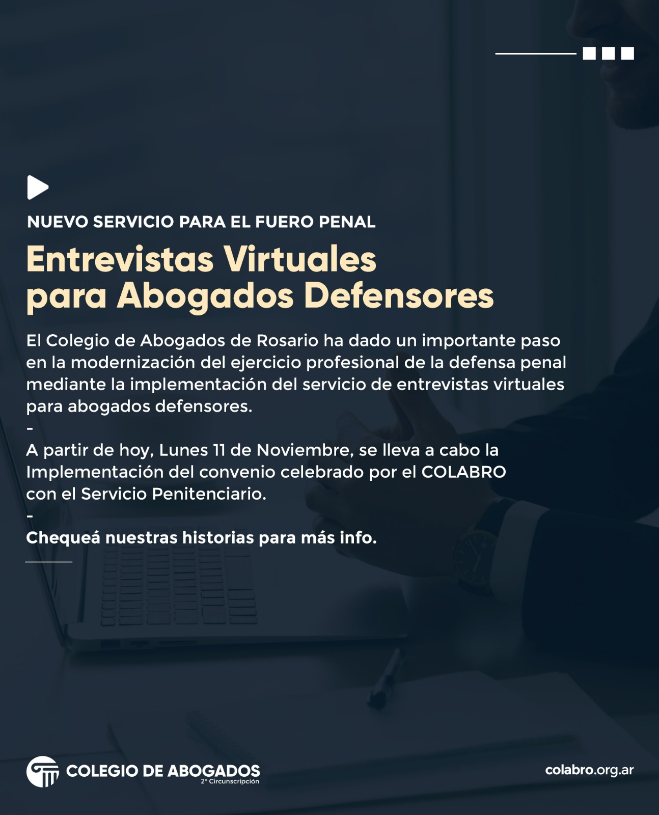 Nuevo servicio para el fuero penal: Entrevistas Virtuales para Abogados Defensores